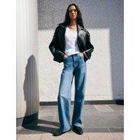 M&S High Waisted Relaxed Straight Jeans Light Indigo