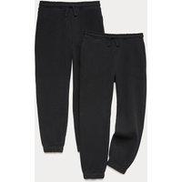 Goodmove 2 Pack Cotton Rich Unisex Joggers (6-16 Yrs) Black