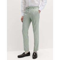 M&S Slim Fit Textured Stretch Trousers Green