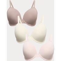 M&S 3 Pack Wired Plunge Bras (F-H) Pink Mix