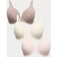 M&S 3 Pack Wired Plunge Bras F-H Pink Mix