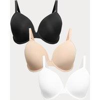 M&S 3 Pack Wired Plunge Bras (F-H) Black Mix