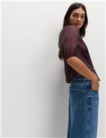 Organza Embellished Button Detail Top