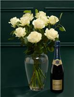 Celebration Rose Bouquet with Vintage Champagne