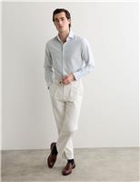Regular Fit Linen Blend Striped Luxury Shirt