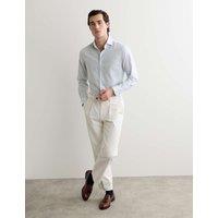 JAEGER Regular Fit Luxury Linen Cotton Striped Shirt Blue Mix
