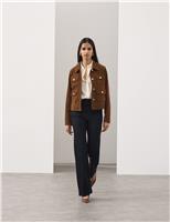 Suede Collared Pocket Cropped Jacket