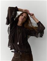 Sheer Ruffle Blouse