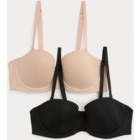 M&S 2 Pack Wired Strapless Bras (A-E) Black Mix