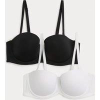M&S 2 Pack Wired Multiway Strapless Bras (A-E) White Mix