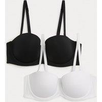 M&S 2 Pack Wired Multiway Strapless Bras A-E White Mix
