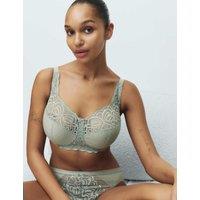 M&S Amelia Lace Non Wired Total Support Bra B-H Soft Green