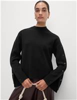 Soft Touch Funnel Neck Button Detail Jumper