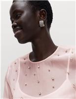 Organza Embellished Round Neck Top