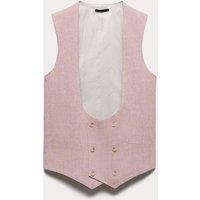 Autograph Italian Performance Linen Blend Double Breasted Waistcoat Dusted Pink