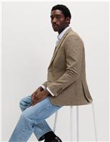 Tailored Fit Cotton Linen Houndstooth Blazer