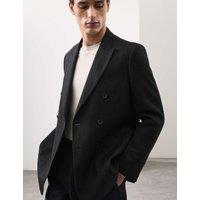 Autograph Tailored Fit Italian Linen Blend Double Breasted Blazer Black