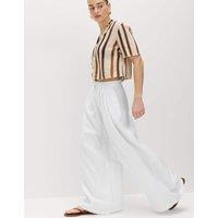 M&S Pure Linen Wide Leg Trousers White