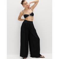 M&S Pure Linen Wide Leg Trousers Black