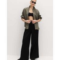 M&S Linen Rich Drawstring Wide Leg Trousers Black