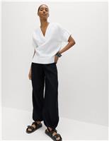Pure Linen V-Neck Popover Top