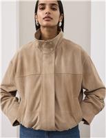 Autograph Suede Funnel Neck Blouson Jacket Putty