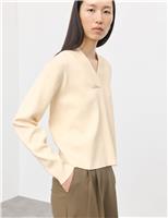 Ribbed Cropped V-Neck Jumper