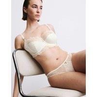 Rosie Forget Me Not Satin Wired Balcony Bra F-H Ivory