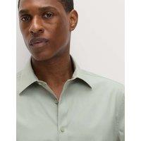 M&S Regular Fit Easy Iron Cotton Blend Shirt Light Green