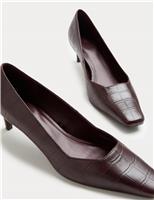 Croc Kitten Heel Chisel Toe Court Shoes