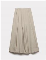 Taffeta Pleated Maxi Skirt