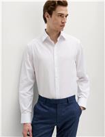 M&S Regular Fit Easy Iron Cotton Blend Shirt Navy Mix