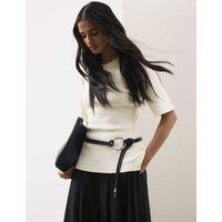 Autograph Crew Neck Peplum Knitted Top Soft White