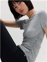 Ruched Short Sleeve Longline Top