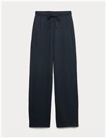 Textured Elasticated Waist Carrot Leg Trousers