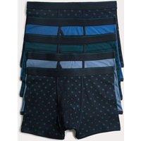 M&S 5 Pack Cotton Stretch Geometric Trunks Navy Mix