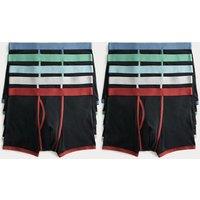 M&S 10 Pack Cotton Stretch Trunks Black Mix