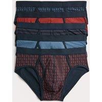 M&S 5 Pack Cotton Stretch Tile Print Hipsters Burgundy Mix