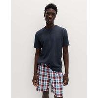 M&S Pure Cotton Checked Pyjamas Set Navy Mix