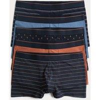 M&S 5 Pack Cotton Stretch Cactus Print Hipsters Navy Mix
