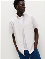 M&S Ultimate Pure Cotton Striped Oxford Shirt Olive Mix