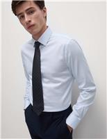 M&S Slim Fit Ultimate Non Iron Cotton Striped Shirt Green Mix