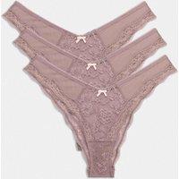 M&S 3pk Jasmine Lace Miami Knickers Praline