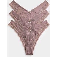 M&S 3pk Jasmine Lace Miami Knickers Praline