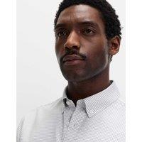 M&S Ultimate Regular Fit Non Iron Check Shirt Grey Mix