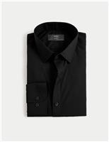 M&S Slim Fit Easy Iron Cotton Blend Shirt Dark Sage