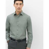 M&S Slim Fit Easy Iron Cotton Blend Shirt Dark Sage