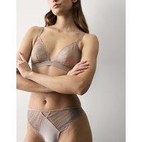 Autograph Florence Embroidery High Leg Knickers Soft Brown