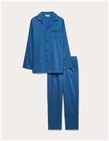 M&S Pure Cotton Foulard Print Pyjama Set Blue Mix