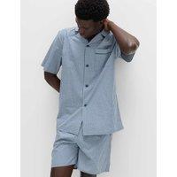 M&S Pure Cotton Gingham Pyjama Set Blue Mix